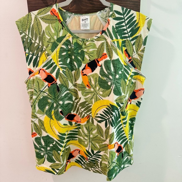 Duluth Trading Co Tropical Toucan Print Swim Top Size 18 - Picture 1 of 3